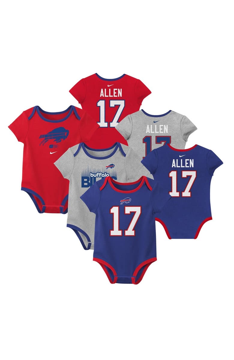 Nike Newborn & Infant Nike Josh Allen Buffalo Bills Name & Number 3-Pack Bodysuit Set, Main, color, Royal
