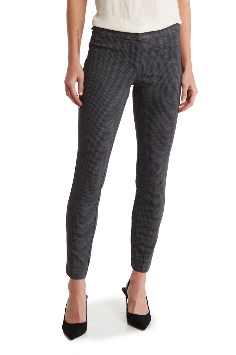 Amanda Slim Ankle Grid Pants, Main, color, CHARCOAL