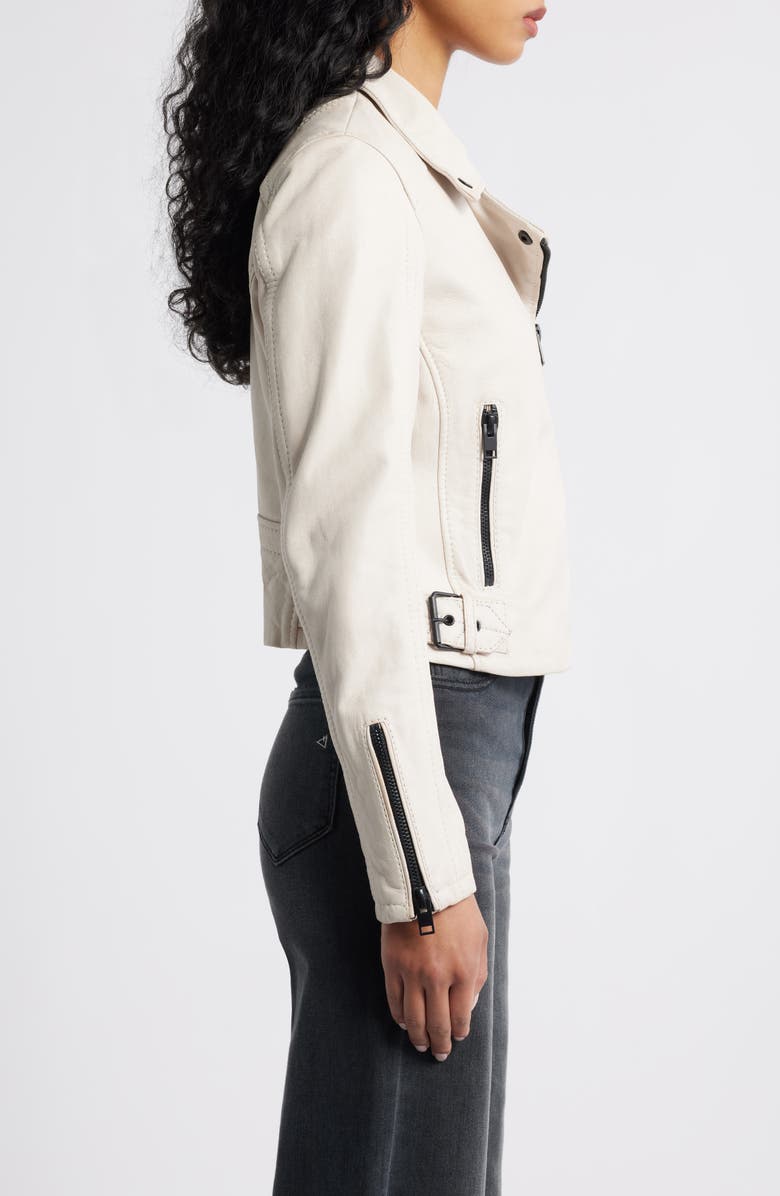 MAURITIUS Bita Leather Moto Jacket, Alternate, color, Offwhite