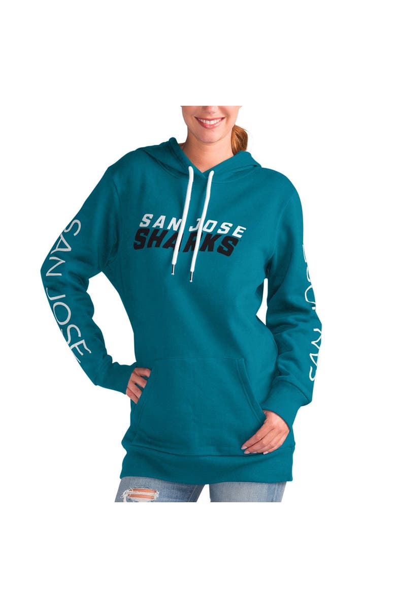 G-III 4HER BY CARL BANKS Women's G-III 4Her by Carl Banks Teal San Jose Sharks Overtime Pullover Hoodie, Main, color, Teal
