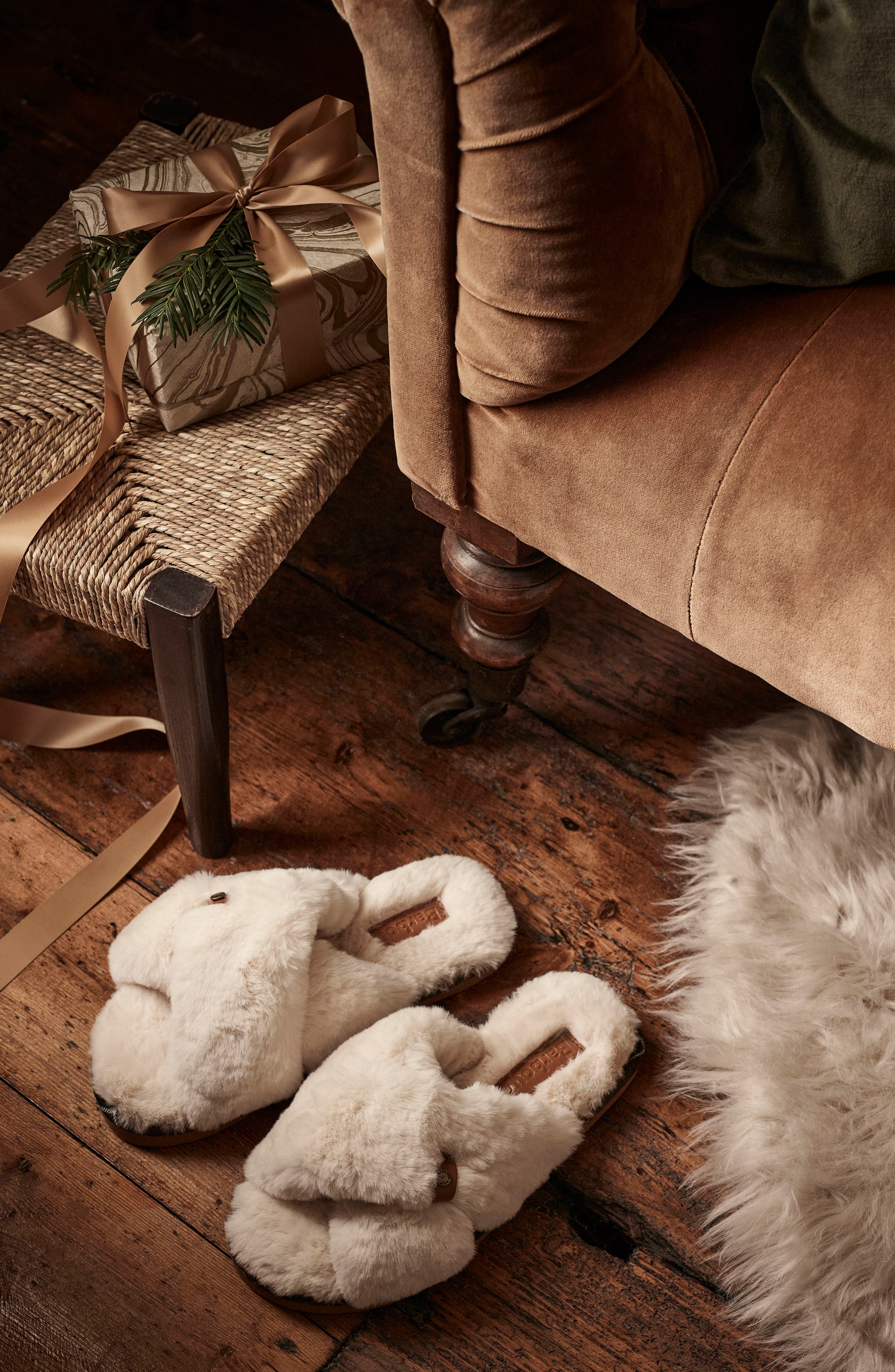 Eliza Faux Fur Slide Slipper, Alternate, color, IVORY