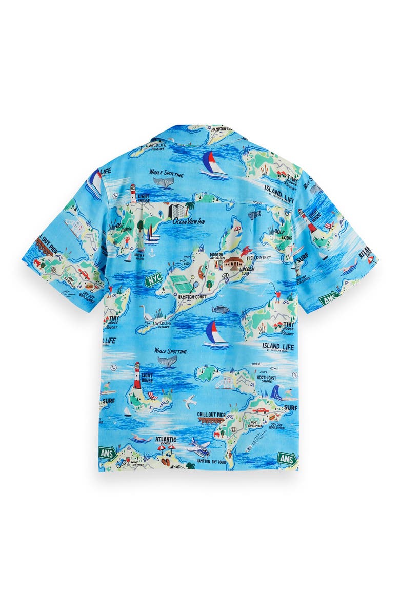 Kids' Hampton Print Short Sleeve Button-Up Shirt, Alternate, color, HAMPTON ISLAND