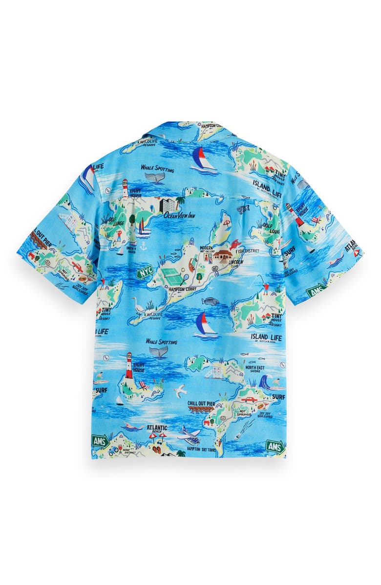 Scotch & Soda Kids' Hampton Print Short Sleeve Button-Up Shirt, Alternate, color, Hampton Island