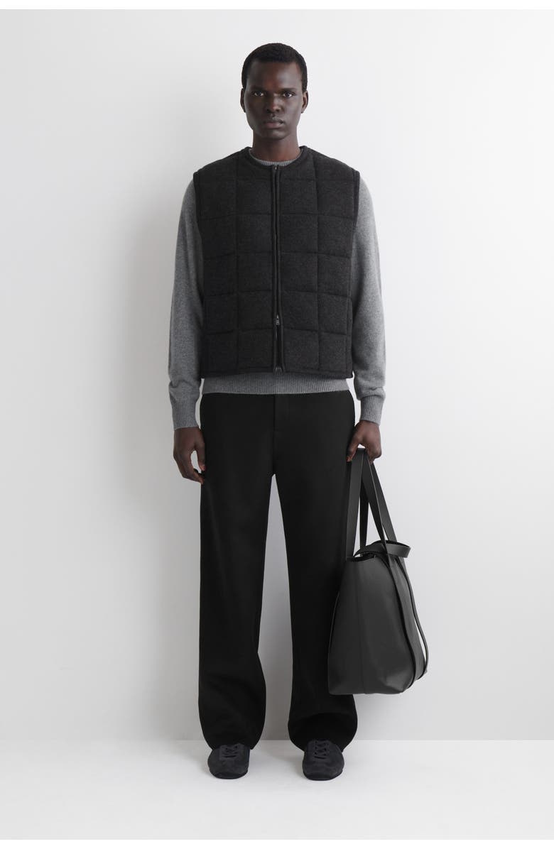 COS Padded Quilted Knit Merino Wool Vest, Alternate, color, Charcoal Mélange