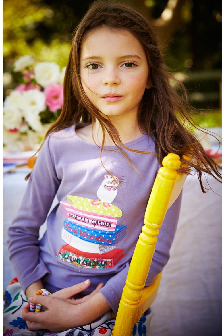 Story Book Appliqué Long Sleeve Tee, Alternate, color, THISTLE MOUSE