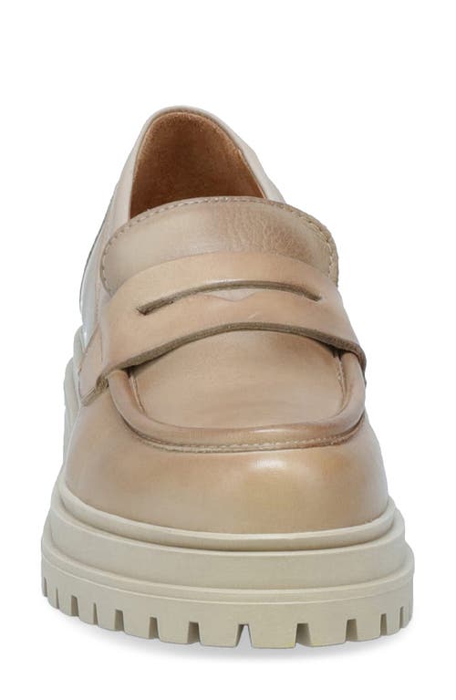 Miz Mooz Legend Platform Loafer In Beige Antique Burnish