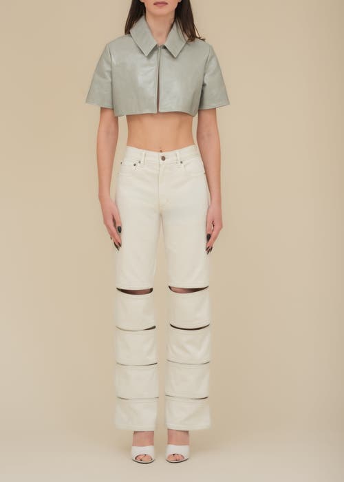 Contessa Mills Arcana Slim-fit Mid-rise Leather-trim Jeans In White