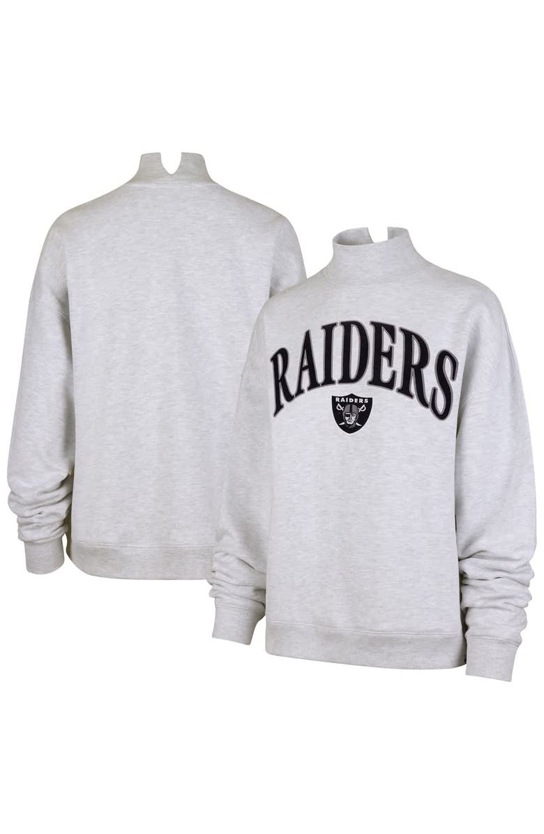 '47 Women's '47 Heather Gray Las Vegas Raiders Vantage Mock Neck Pullover Sweatshirt, Main, color, 
