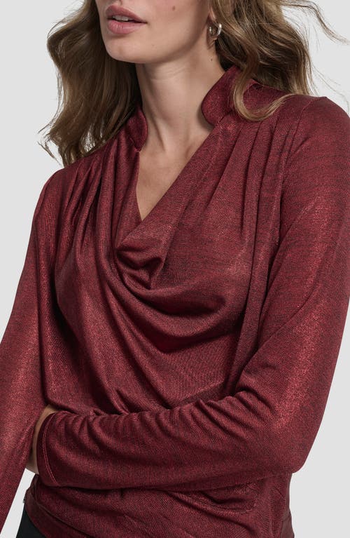Dkny Heather Foil Drape Top In Burgundy