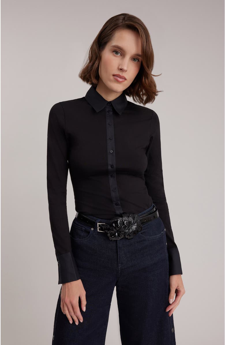 Anne Fontaine Nuage Black Shirt, Alternate, color, Black