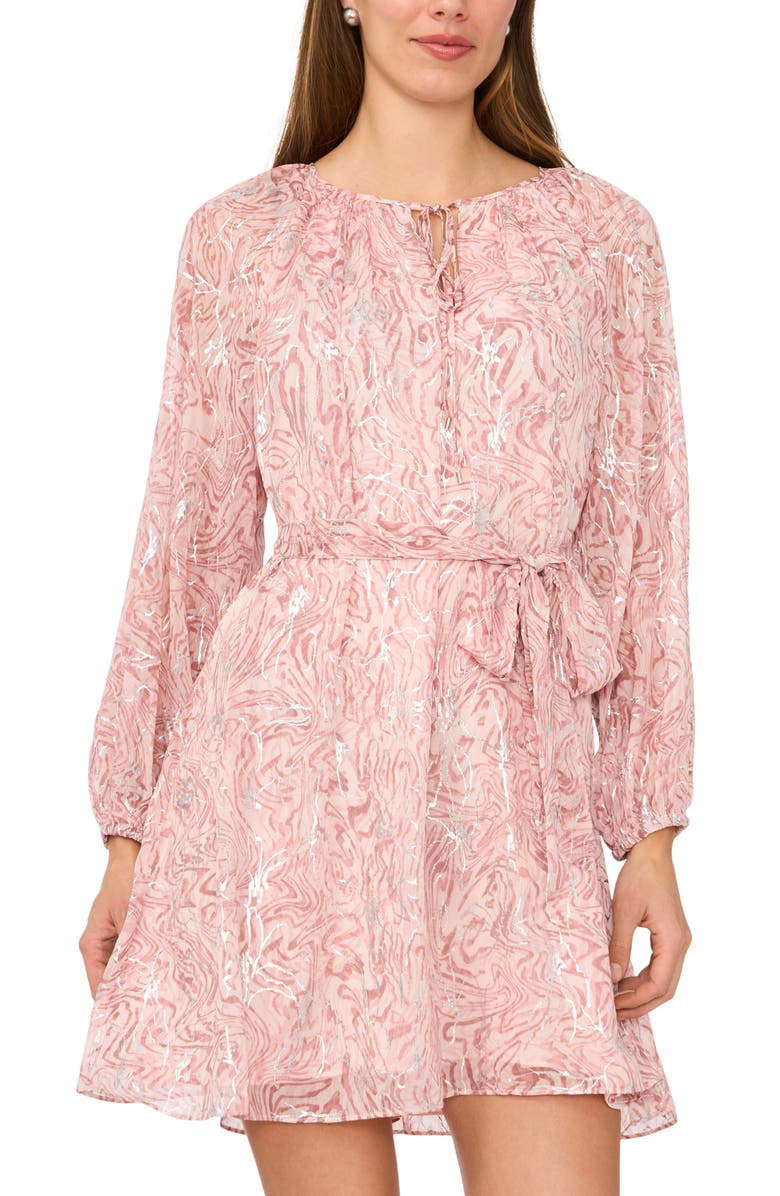 Parker Long Sleeve Tie Waist Dress, Alternate, color, Cameo Rose