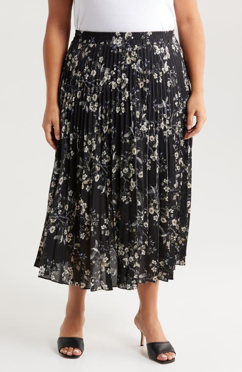 Printed Release Pleat Skirt (Plus)