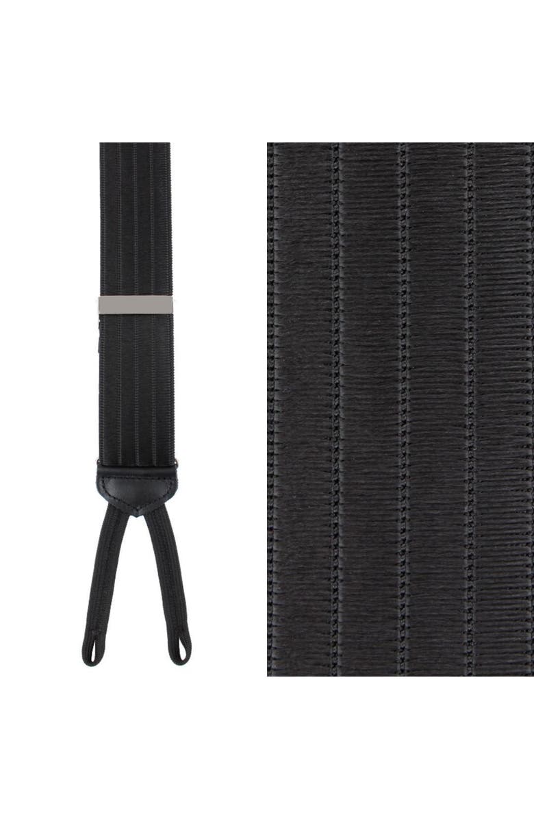 Trafalgar Jefferson Brushed Pinstripe Elastic Formal End Suspenders, Main, color, Black