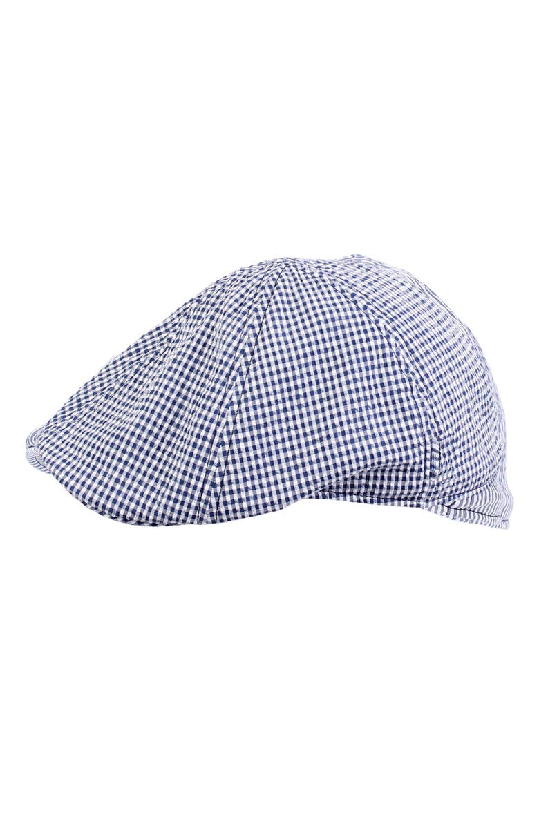 Wigens Men's Patterned Seersucker Pub Cap, Main, color, Dark Navy Check