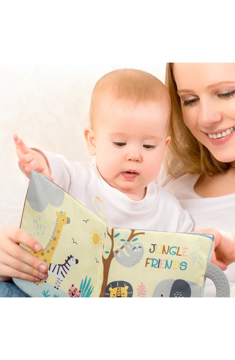 Lambs & Ivy Jungle Friends Developmental Soft Book & Elephant Plush Toy Gift Set, Alternate, color, Multicolor