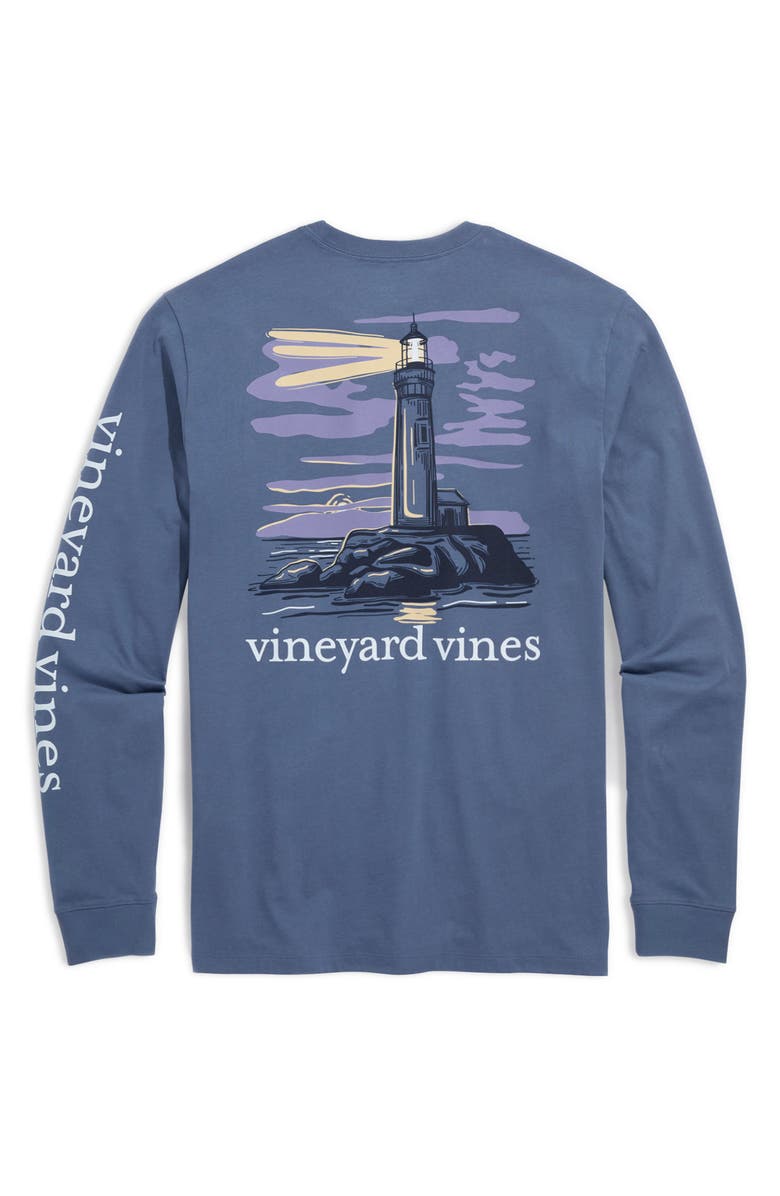 vineyard vines Lighthouse at Dusk Long Sleeve Cotton Graphic T-Shirt, Alternate, color, 