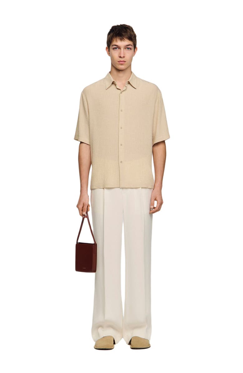SANDRO Pleated shirt with shark collar, Alternate, color, Sand