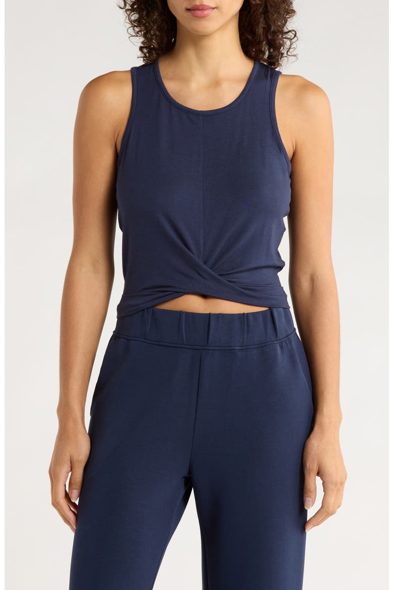 Twist Front Crop Tank Top, Main, color, NAVY BLAZER