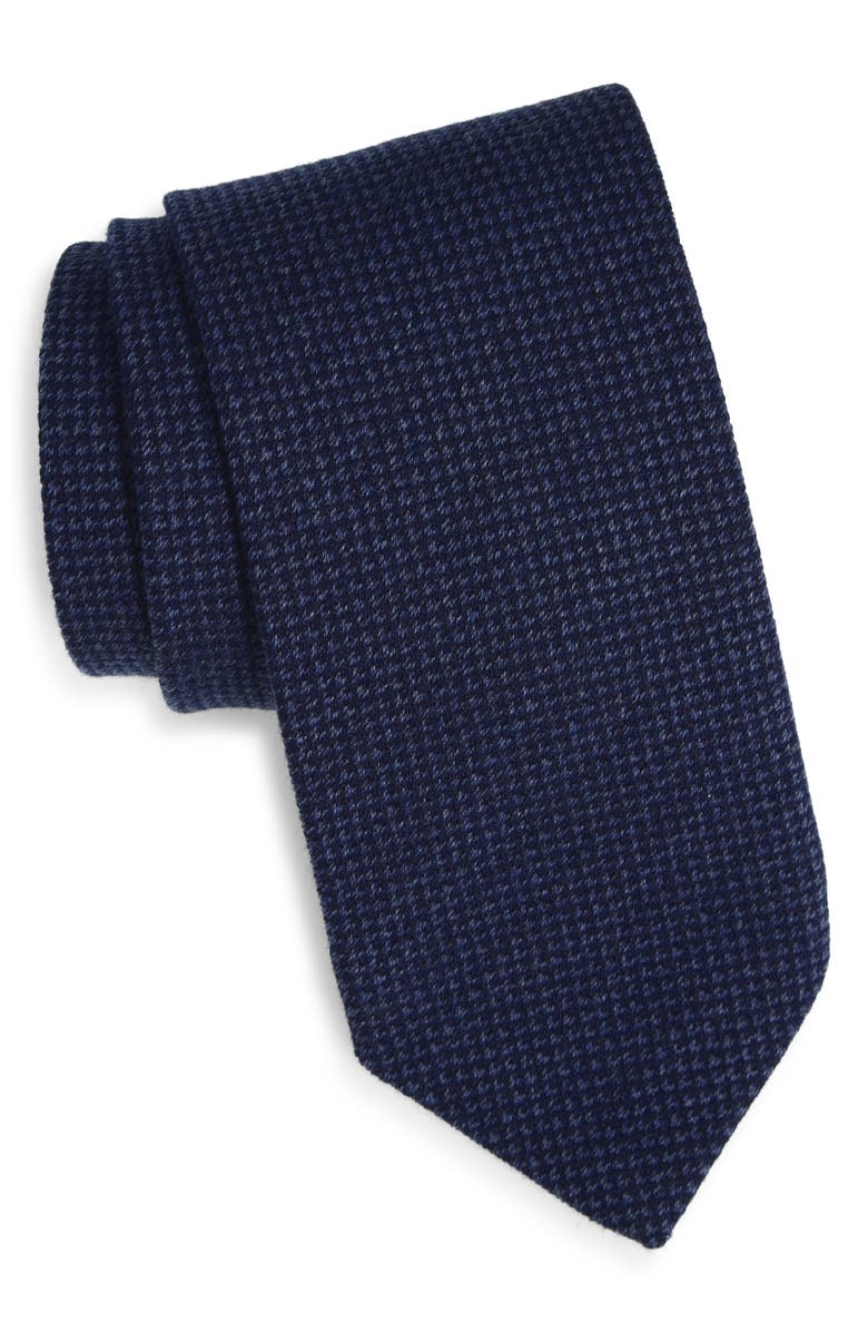 David Donahue Wool & Cashmere Blend Tie, Main, color, Navy