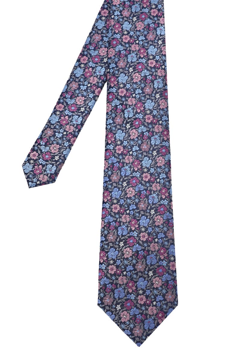Floral Tie, Alternate, color, NAVY BERRY