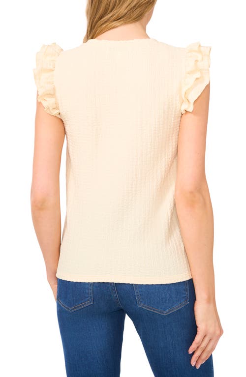 Cece Ruffle Sleeve Textured Knit Top In Lemon Drop