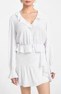 GUESS Shaelo Long Sleeve Button-Up Crop Top