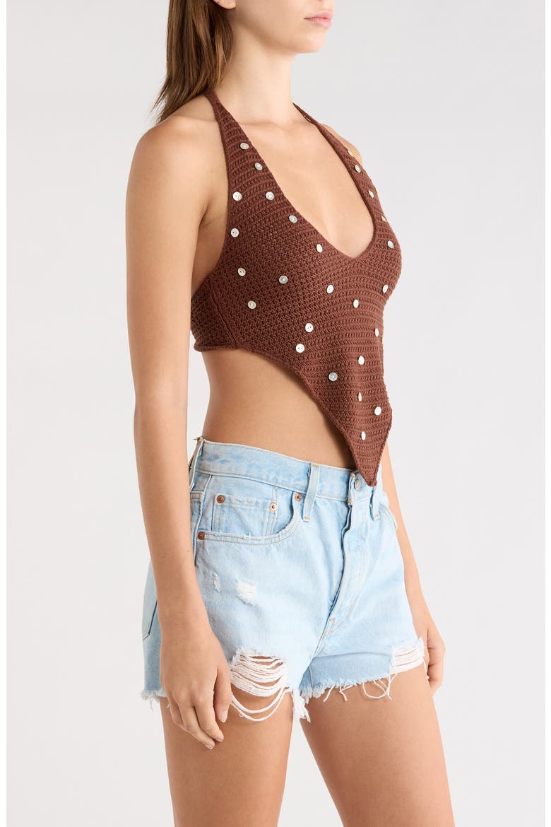 Maribel Knit Halter Top, Alternate, color, BROWN