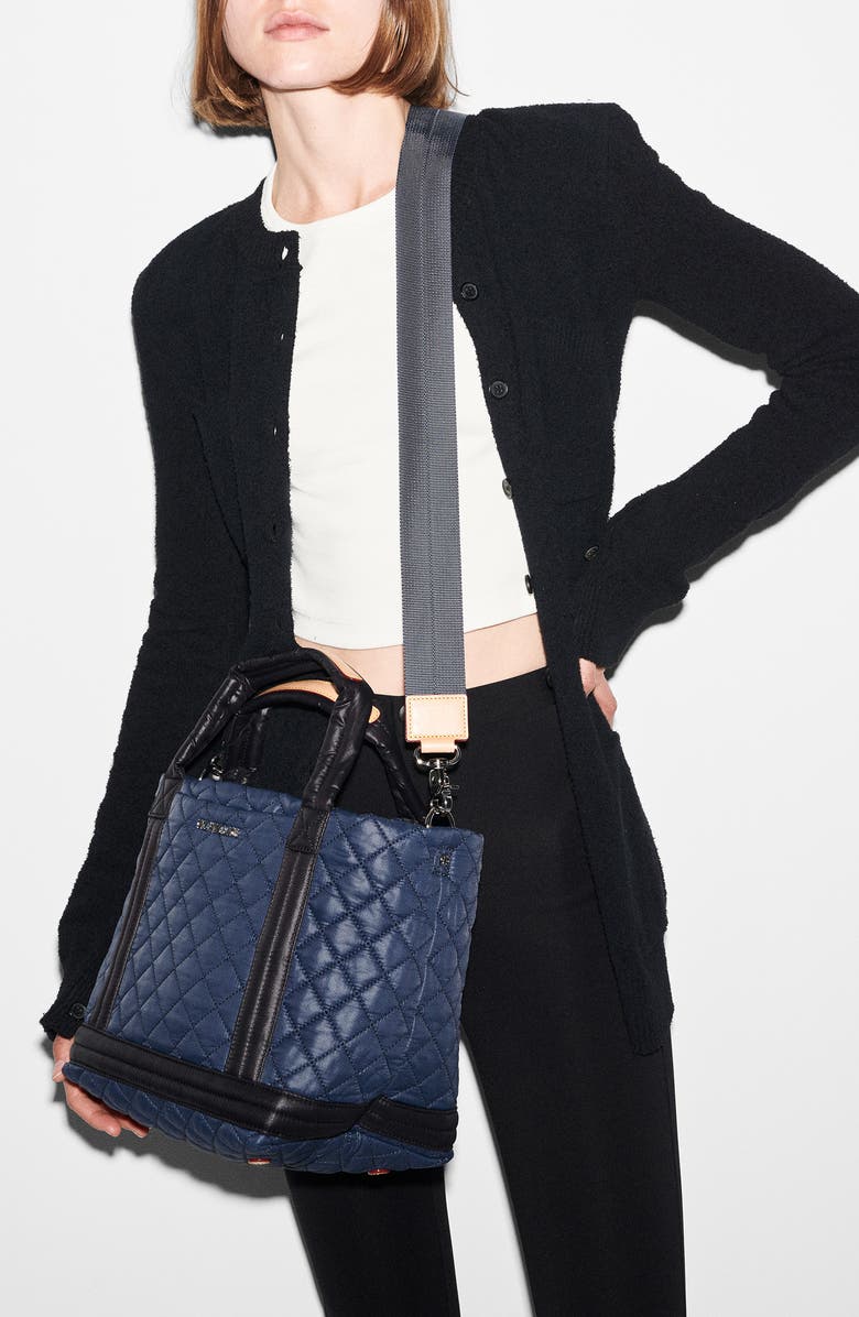 MZ Wallace Small Quilted Nylon Empire Tote, Alternate, color, Navy And Black