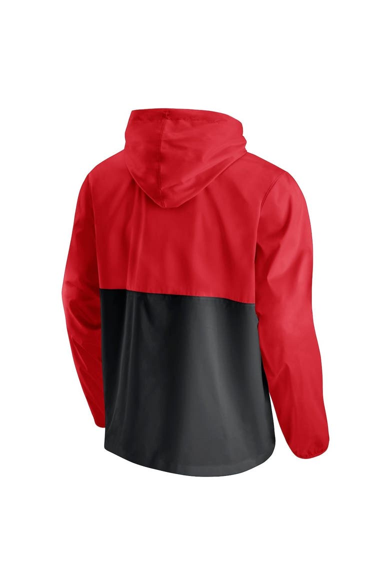 Men's Fanatics Branded Red/Black Atlanta Hawks Anorak Windbreaker Half-Zip Hoodie Jacket, Alternate, color, Red