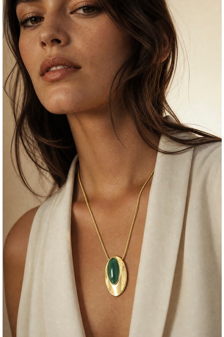 Oval Statement Pendant Necklace, Alternate, color, GOLD
