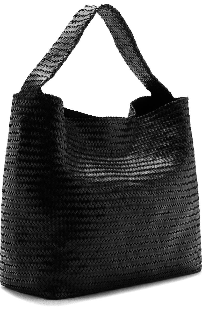 MANGO Medium Braided Leather Bucket Bag, Alternate, color,