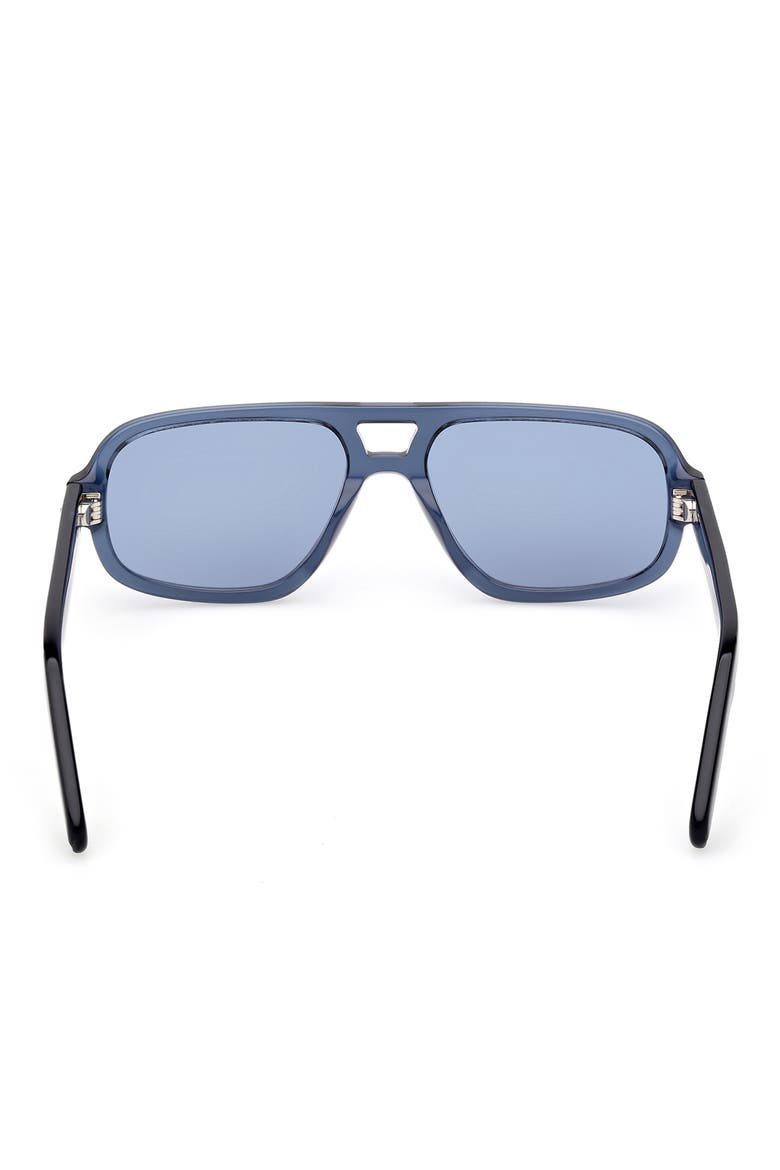 55MM Navigator Sunglasses, Alternate, color, SHINY BLUE / BLUE
