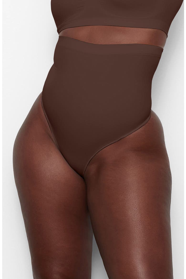 Seamless Sculpt High Waist Thong, Main, color, COCOA