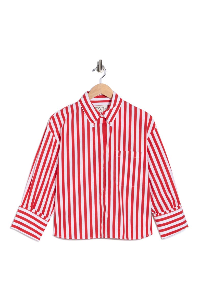 J.D. Stripe Button-Down Shirt, Alternate, color, RED / WHITE