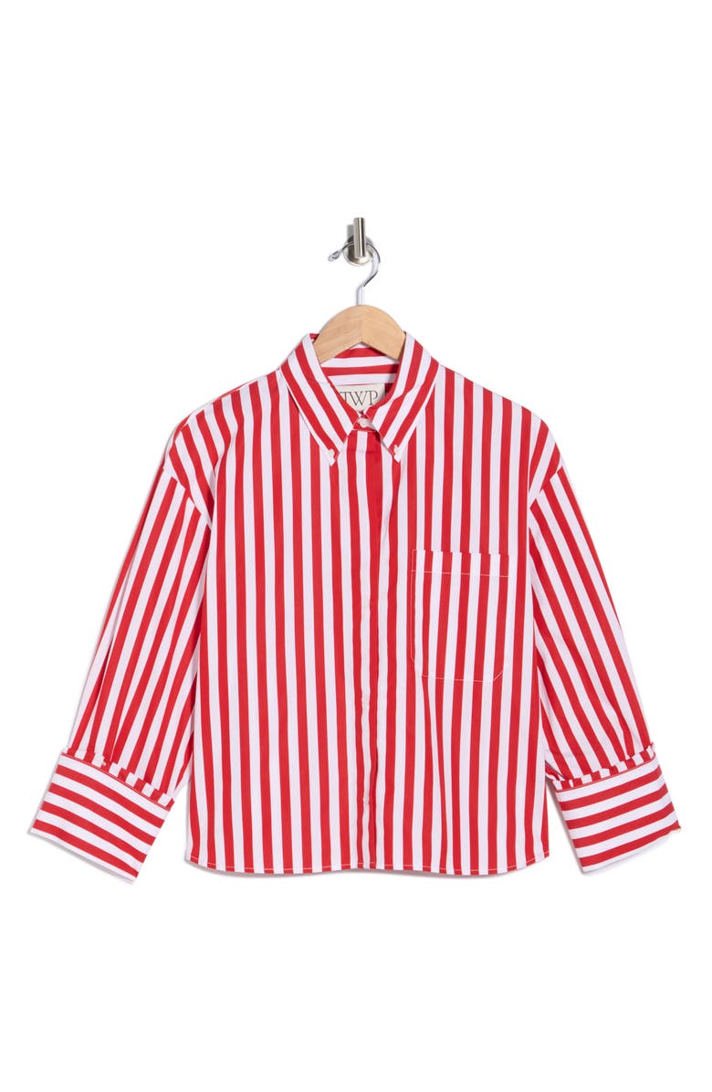 TWP J.D. Stripe Button-Down Shirt, Alternate, color, Red / White