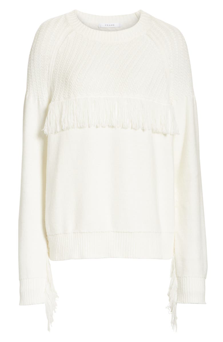 FRAME Fringe Crewneck Sweater, Alternate, color,