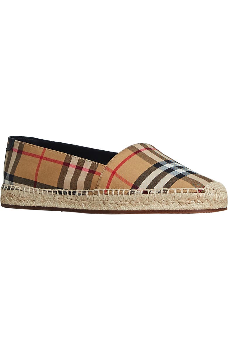 Burberry Hodgeson Check Print Espadrille Flat, Main, color,