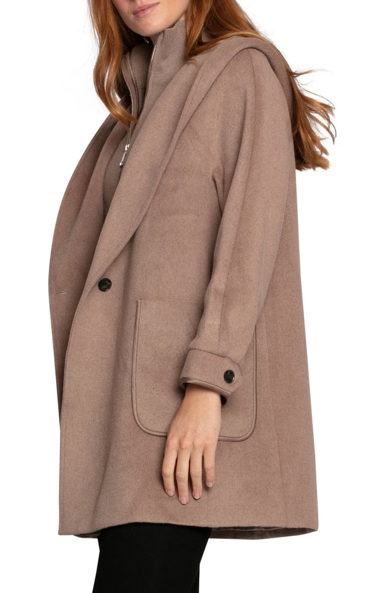 Belle & Bloom Next To You Coat with Rib Knit Bib, Alternate, color, Brown