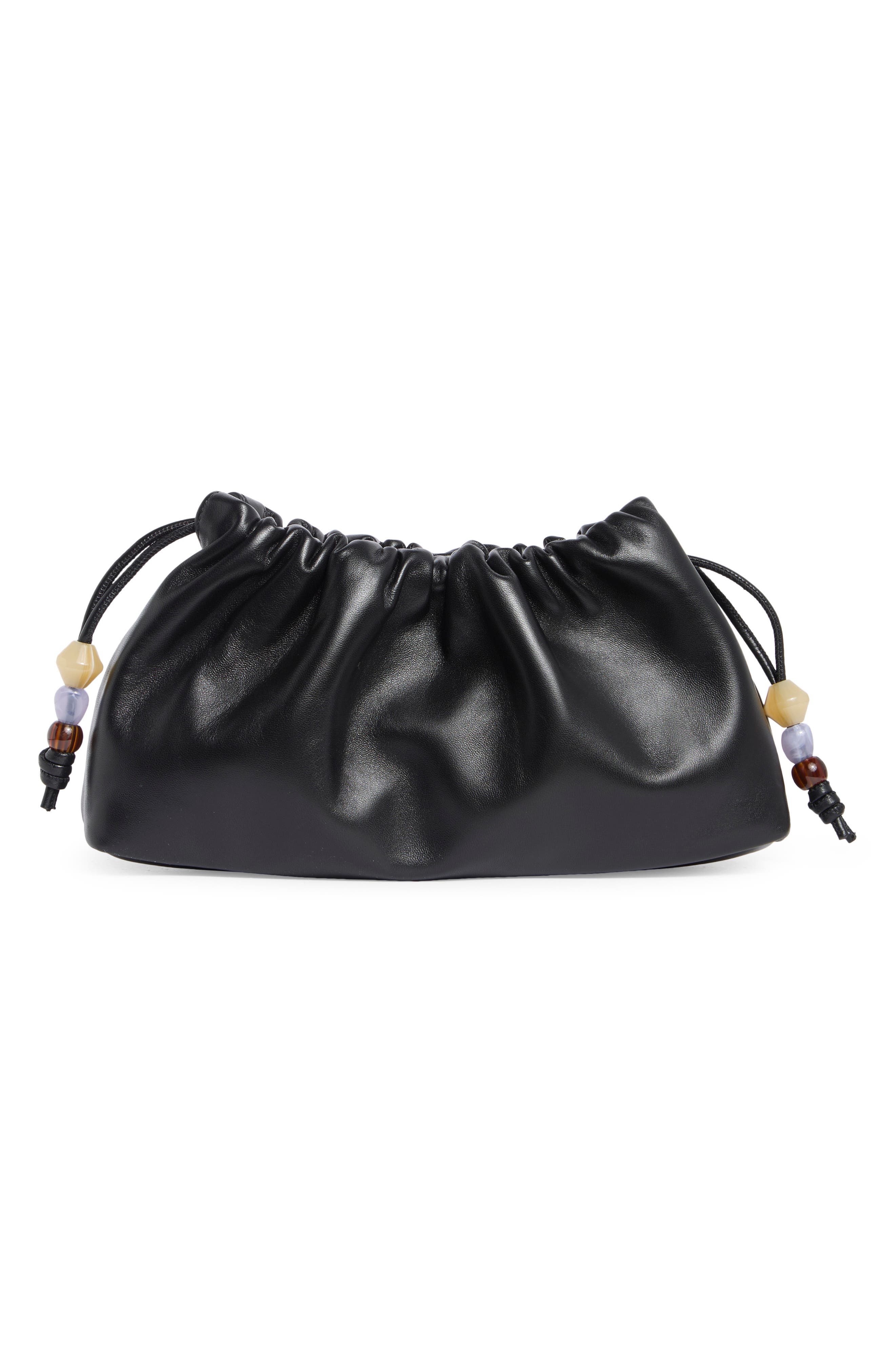 Reformation Solene Small Leather Pouch, Alternate, color, Black Leather