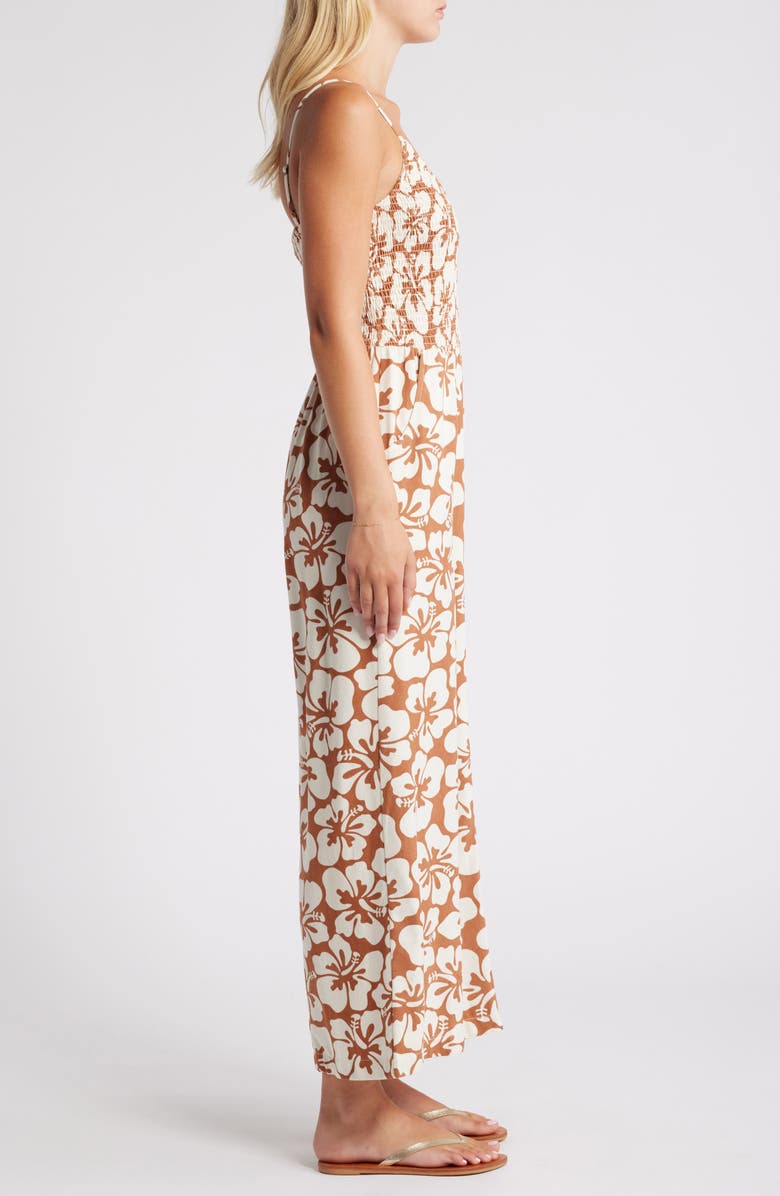 Rip Curl Hibiscus Heat Smocked Jumpsuit, Alternate, color, 