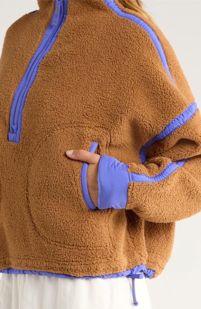 Free People FP Movement Mountain High Fleece Half Zip Pullover, Alternate, color, Twig Combo