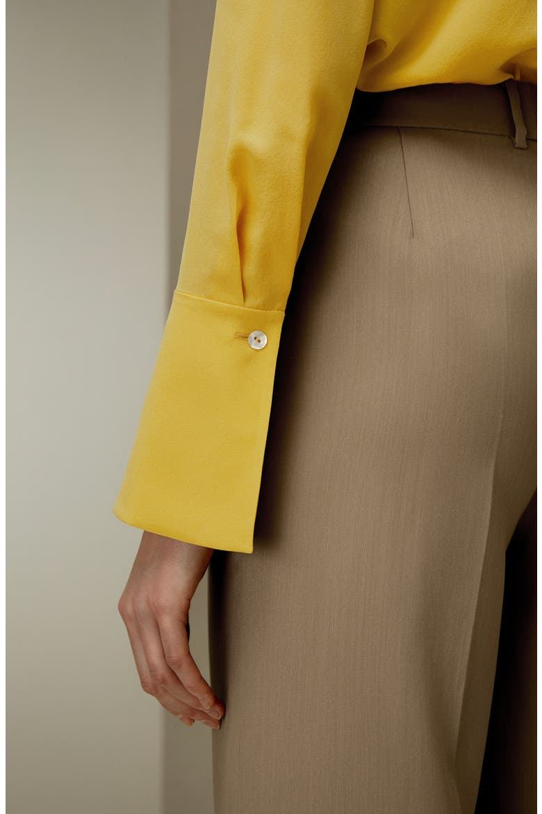 Flowing Draped Tie-Neck Silk Blouse, Alternate, color, Ginger