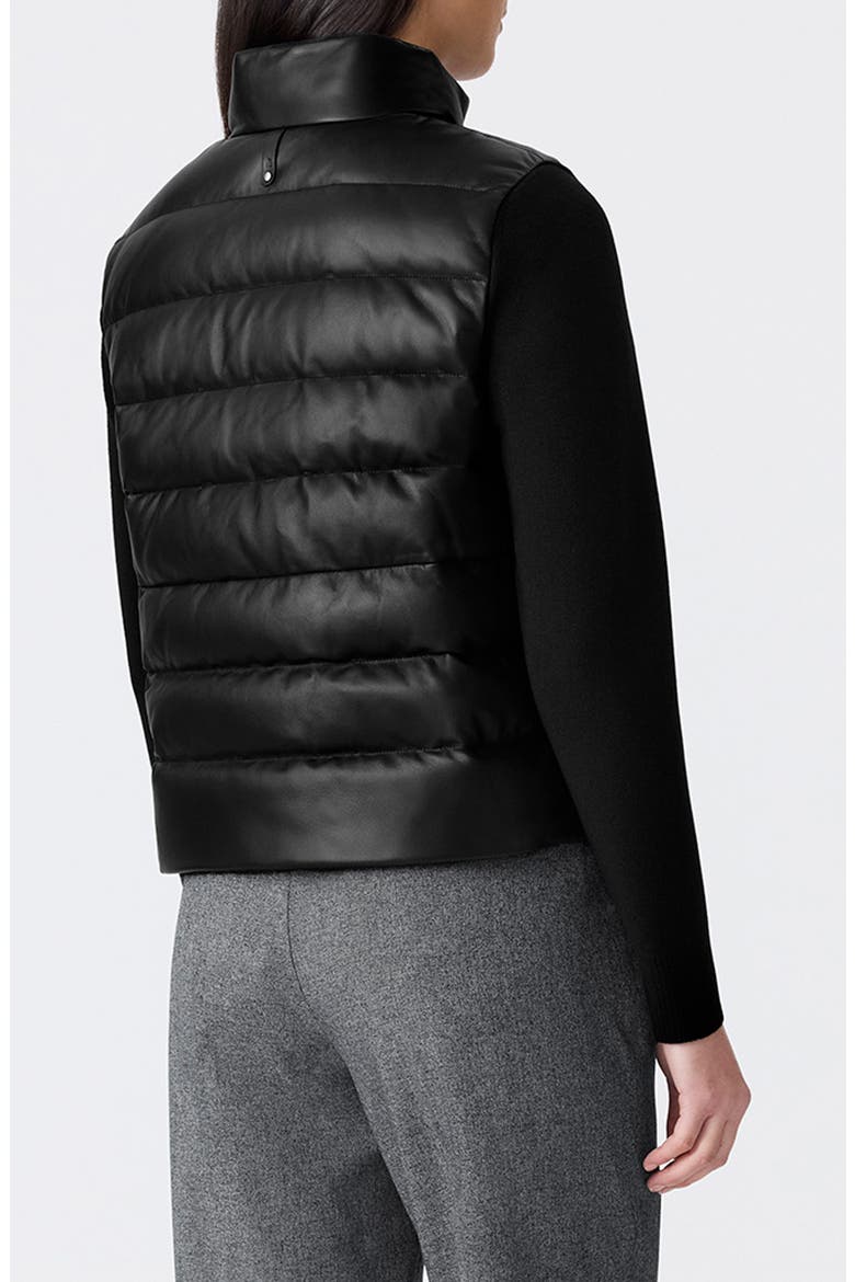 Leelo Leather & Wool Blend Hybrid Down Bomber Jacket, Alternate, color, BLACK