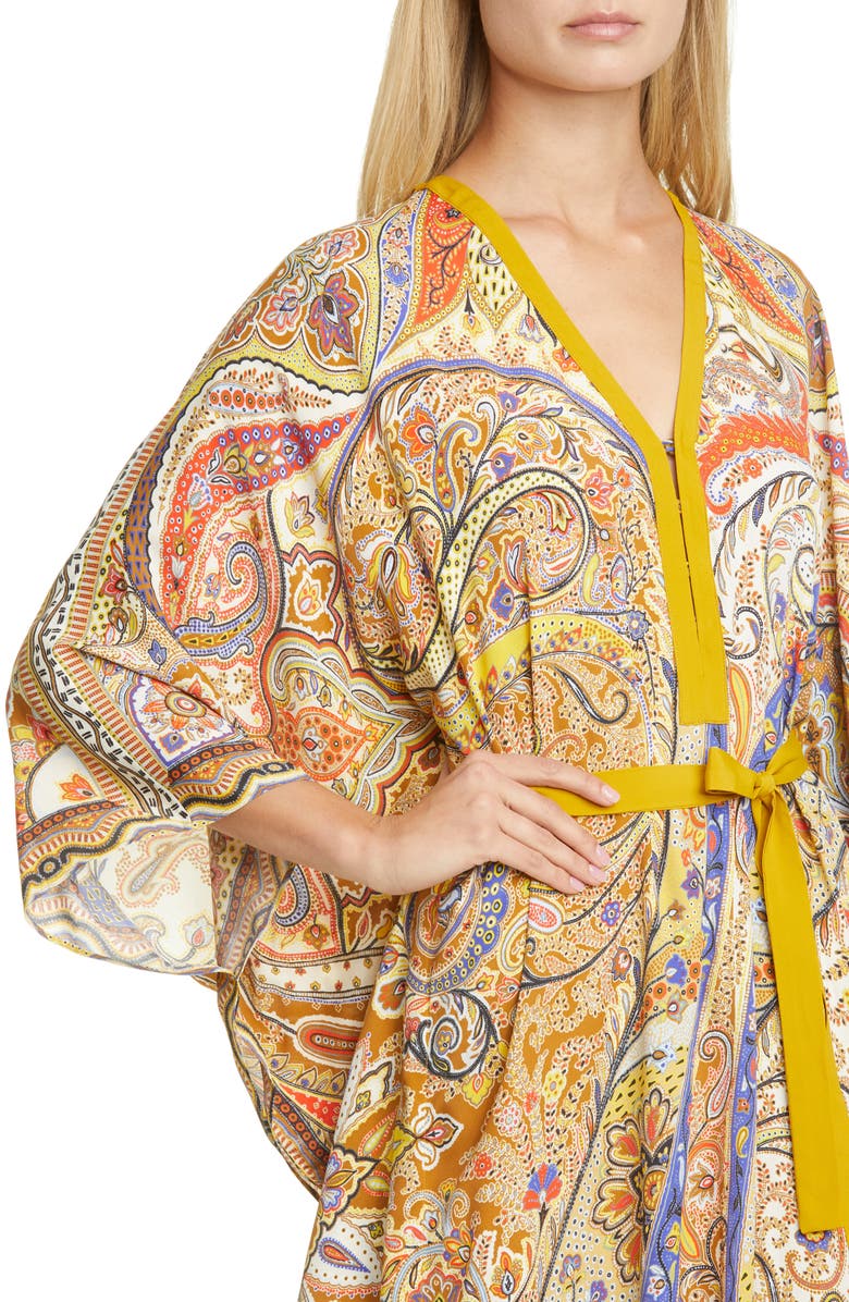 Etro Belted Paisley Cover-Up Caftan, Alternate, color,