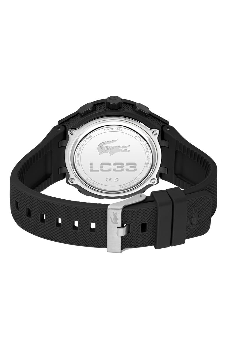 Lacoste LC33 Silicone Strap Watch, 45mm, Alternate, color, Black