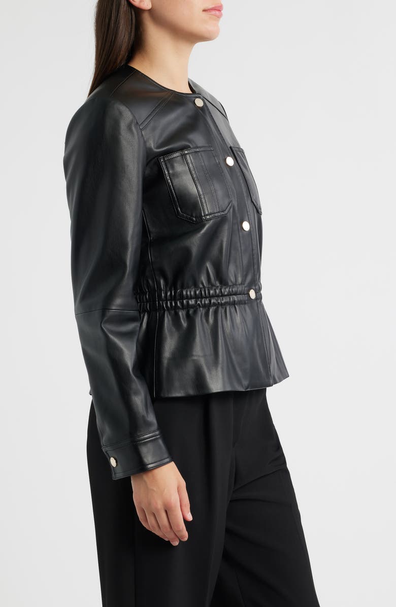 Elie Tahari The Aliza Faux Leather Jacket, Alternate, color, Noir