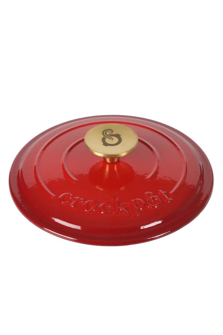3 Quart Enameled Cast Iron Saucepan with Lid, Alternate, color, Red