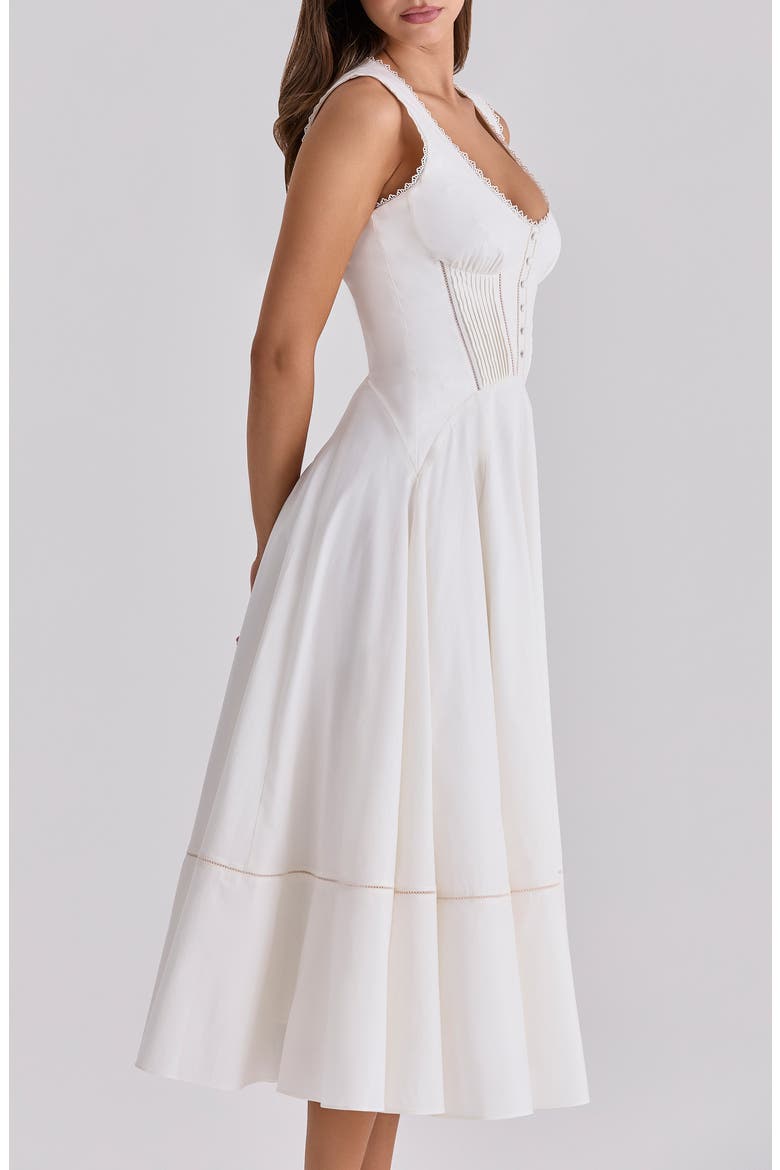Solana Lace Detail Stretch Cotton Cocktail Dress, Alternate, color, WHITE