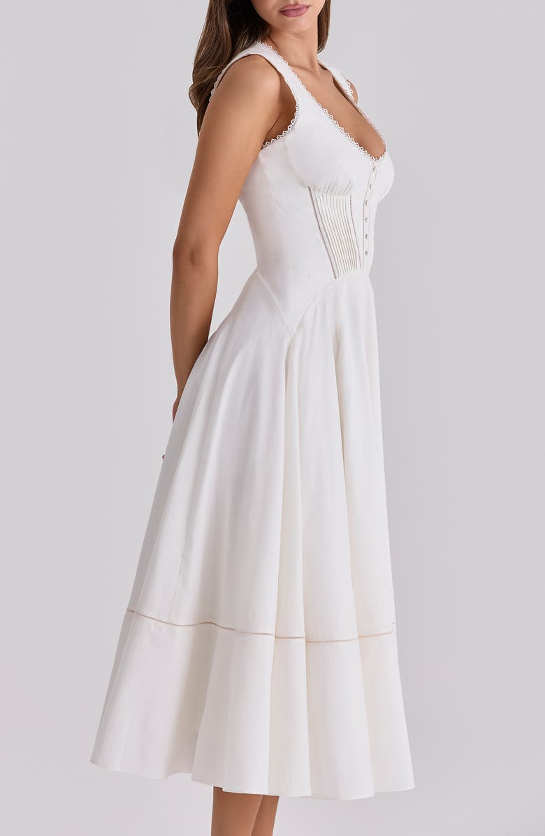 HOUSE OF CB Solana Lace Detail Stretch Cotton Cocktail Dress, Alternate, color, White