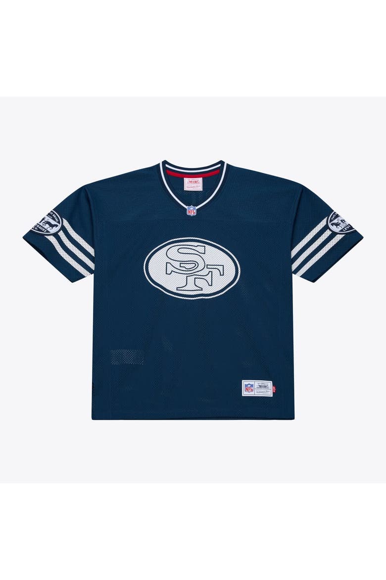 Unisex Mitchell & Ness x Levi's Jerry Rice Navy San Francisco 49ers Legacy Jersey, Main, color, Navy